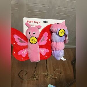 Jmle tuff Set Of 2  Caterpillars & Butterfly Squeaker Dog Toy Very Durable 7”